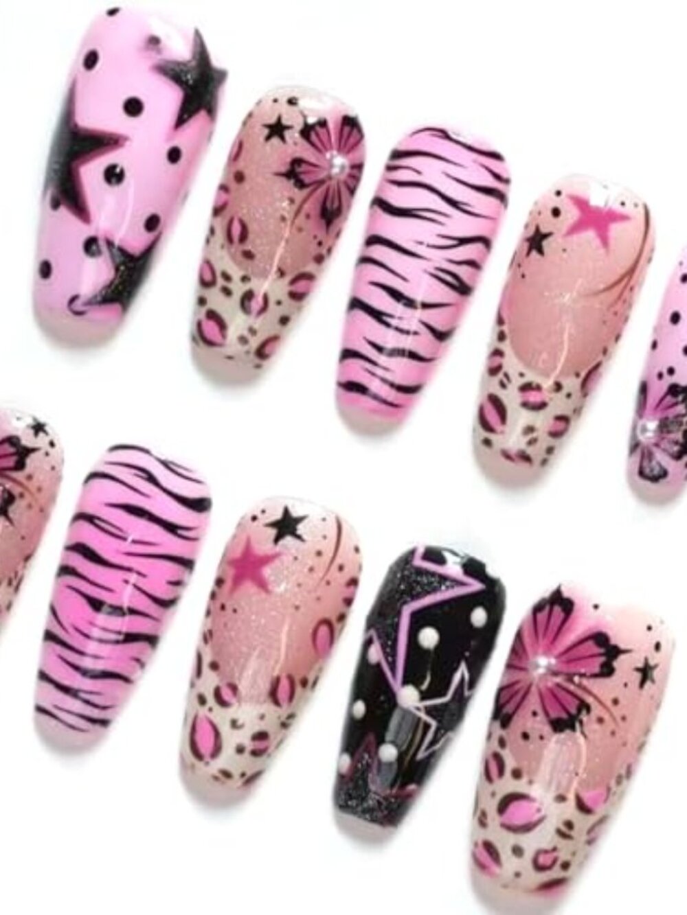 New - 30Pcs Medium Press on Nails Square Fake Nails with 3D Pearl-decorated Y2K